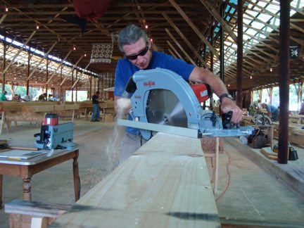 Today, the wood chips started flying, and there is sawdust everywhere. I love the aroma of fresh cut pine as it reminds me of trout fishing next to a small sawmill where I grew up in western Montana. Here, it mixed well with the smell of coal smoke wafting it's way up from the blacksmith shop and from the small forge that I set up amongst the timber framing.  ...