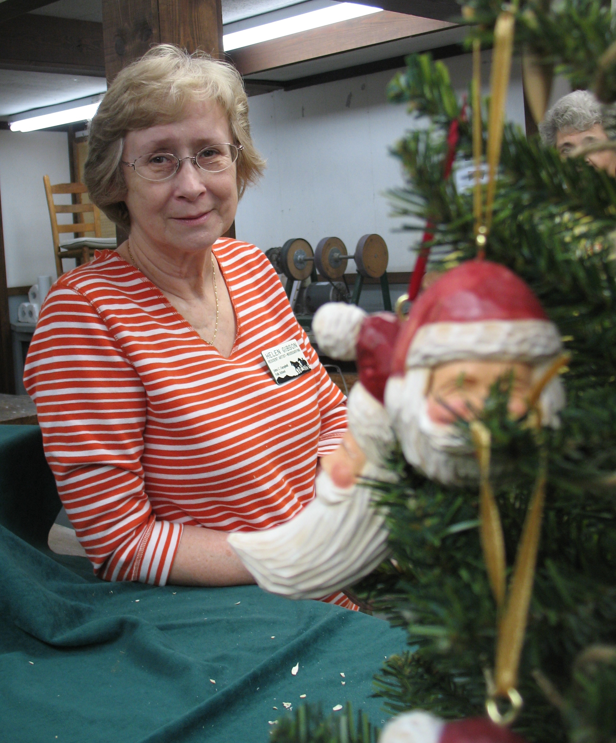 Resident woodcarver Helen Gibson