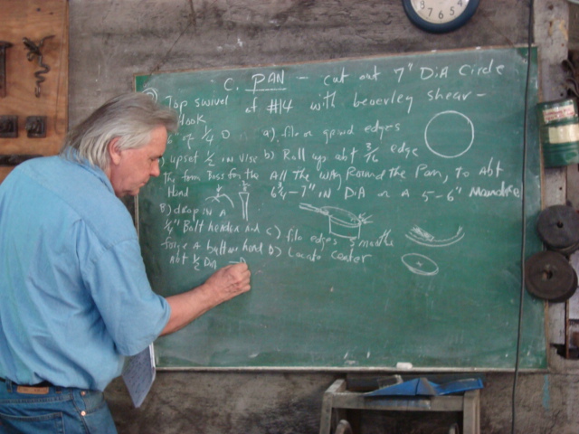 The second weekend of  July saw the last forging class in the historic Francis Whitaker Blacksmith Shop. Jerry Darnell was here to teach his 