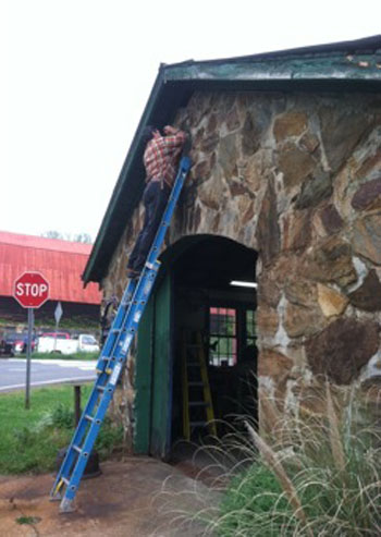 Taking down the original plaque