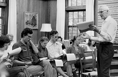 Shape Note Singers with Richard Moss in the Keith House at the Folk School, 1978