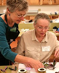 Karen teaching Open Work Glass at the Folk School