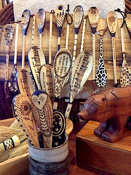 We love our new wood pyrography spoons by Teri Paulk! They're all food safe except for the painted Dogwoods on the back left.  ...