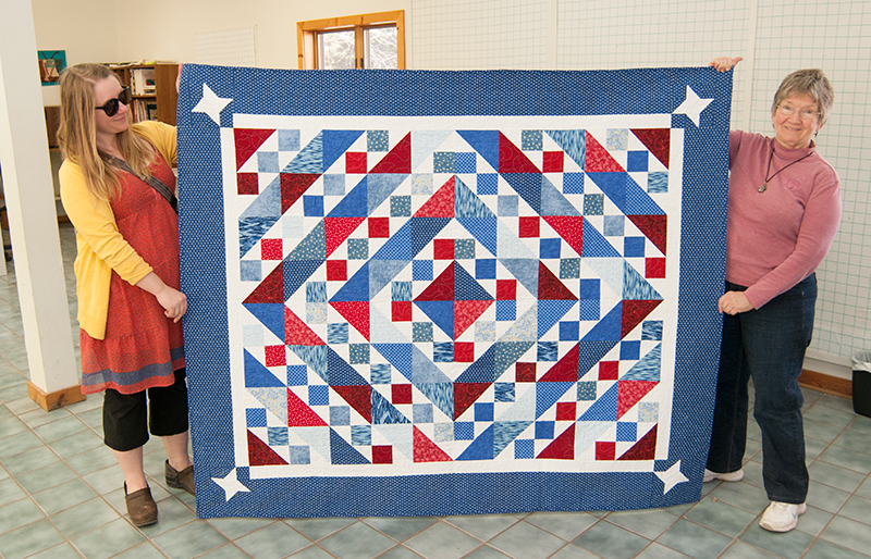 This past weekend, instructor Alice Russell taught a Quilting class. She brought some samples of her quilting, including this beautiful quilt she recently created for the Quilts of Valor Foundation​ which provides quilts to heal and comfort our service members and veterans. We think that's pretty awesome! Go Alice!  ...