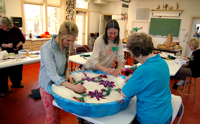 Felted Rug Class with Becky Walker in the Wet Room