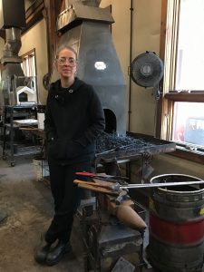 Elizabeth Belz at the forge