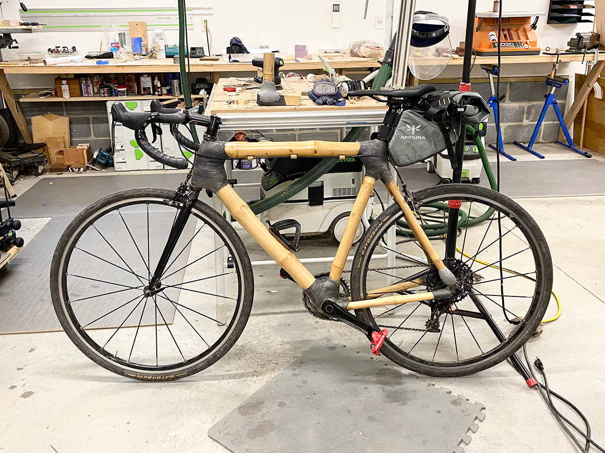 Bamboo bicycle in the bike shop