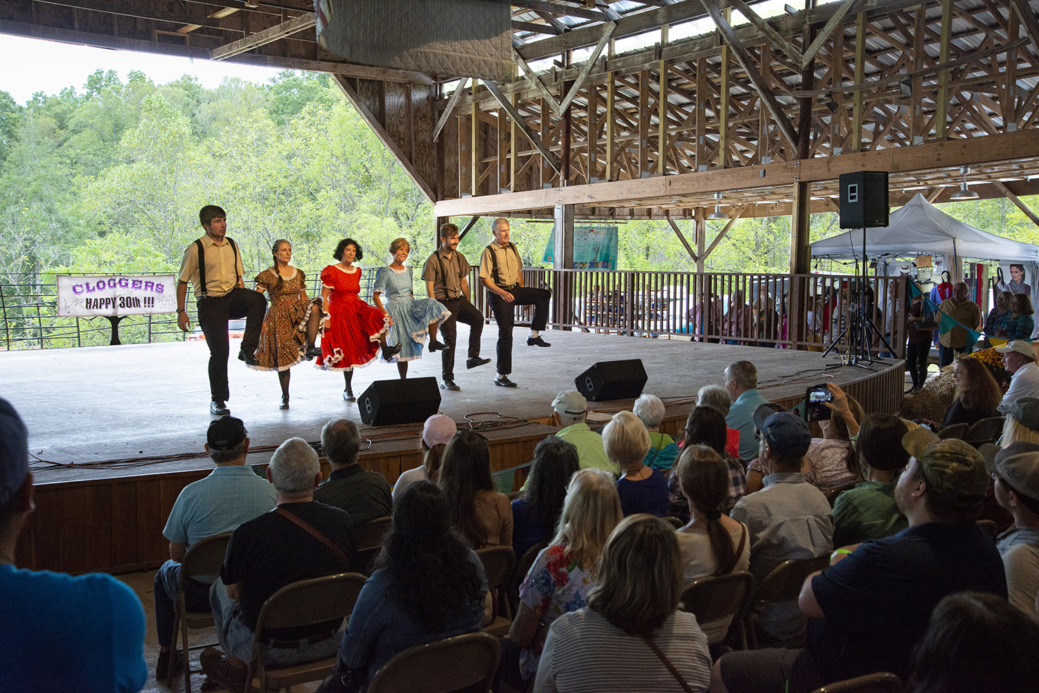 Folk School Cloggers on stage at Fall Festival