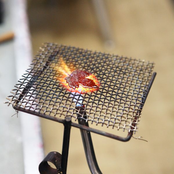 Torching an enameled leaf