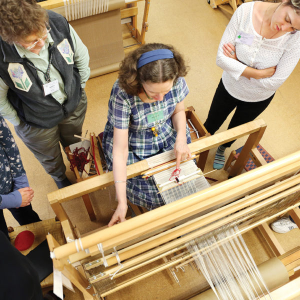 A weaving demonstration at the loom