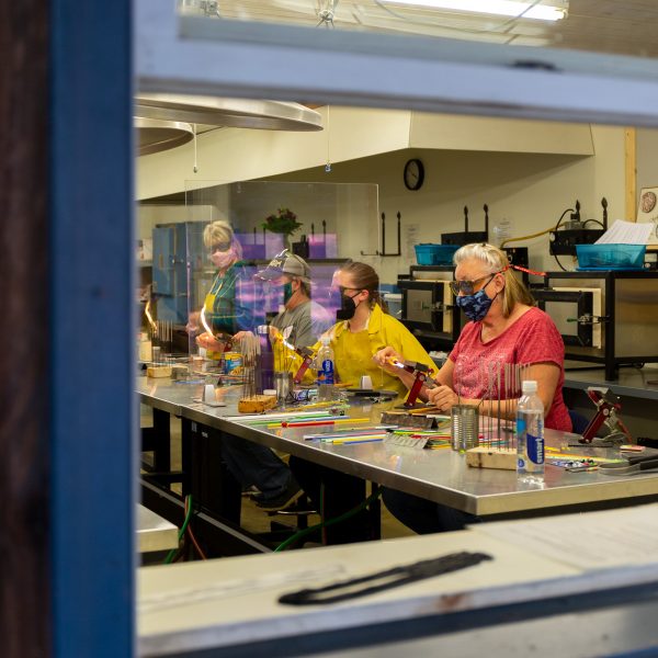 Creating glass beads in the studio