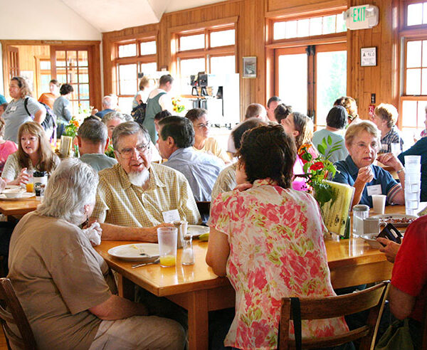 Enjoying lunch in the Dining Hall