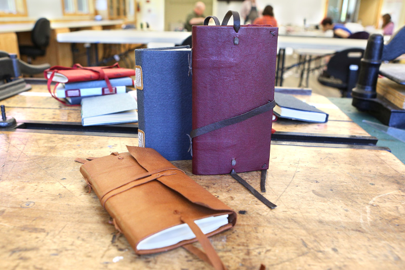 A students leather books