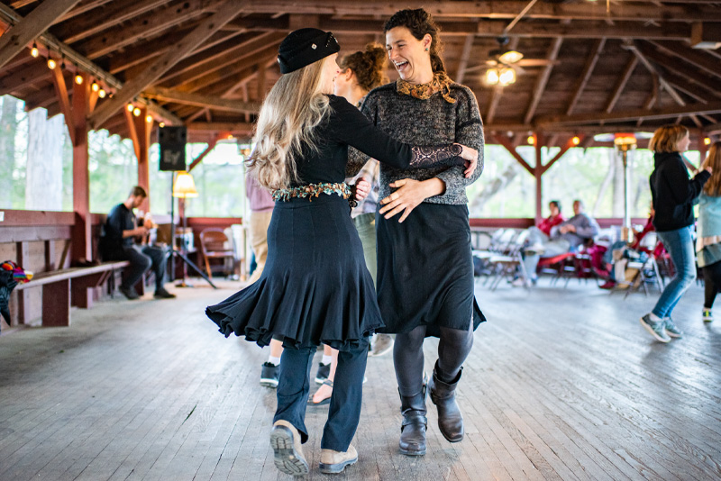 Two students having fun while dancing