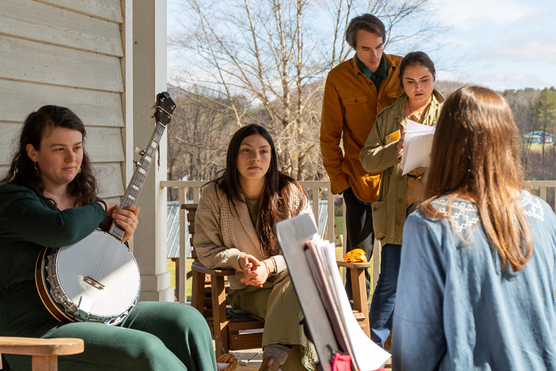 Group playing music outdoors