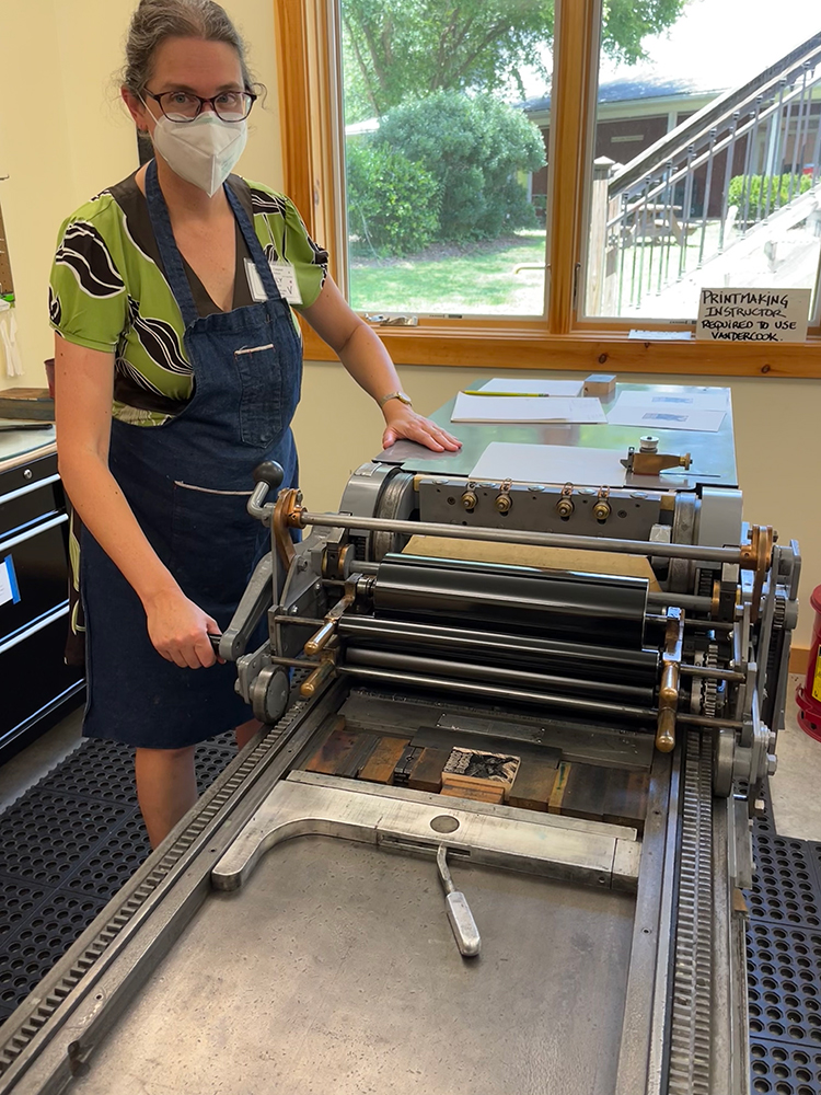 WoodEngraving_PM_Price_IMG_4897 Emily Buehler at Printing Press