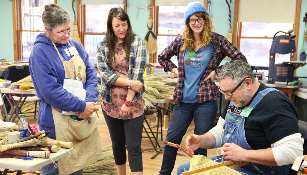 Mark Hendry teaching a broom making class