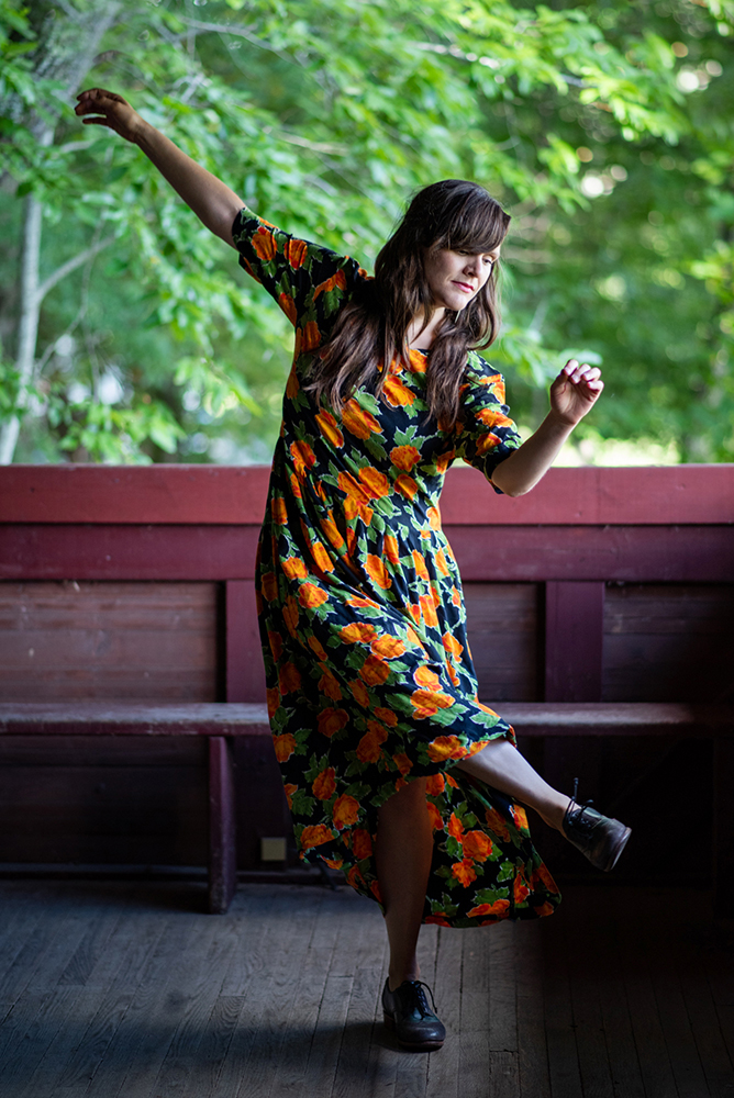 Becky Hill dancing in Open House at the Folk School.