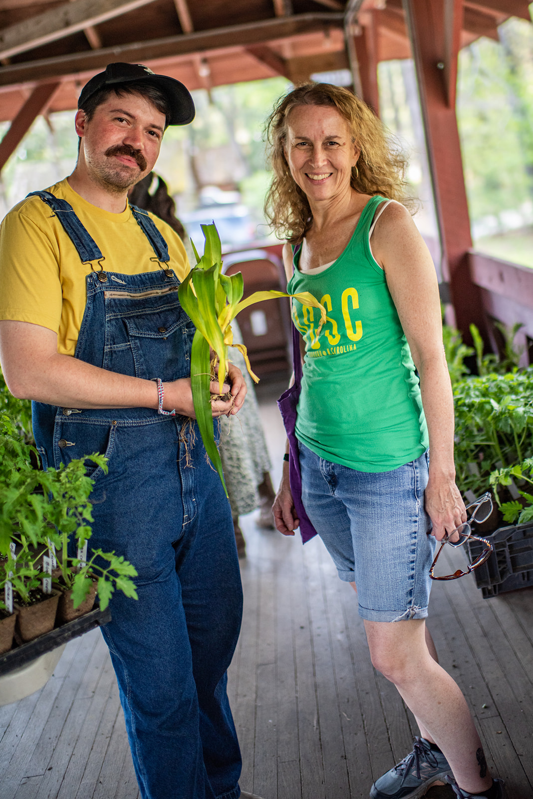 Robert and Deputy Director Bethany Chaney at the Folk School's spring Seed Swap