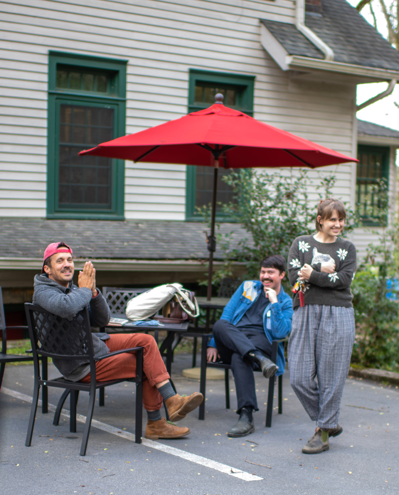 Lunchtime gatherings in front of Keith House!