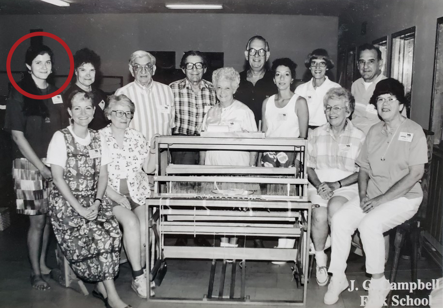 Photo from Betty Smith's 1992 beginning weaving class. See Virginia on the far left!