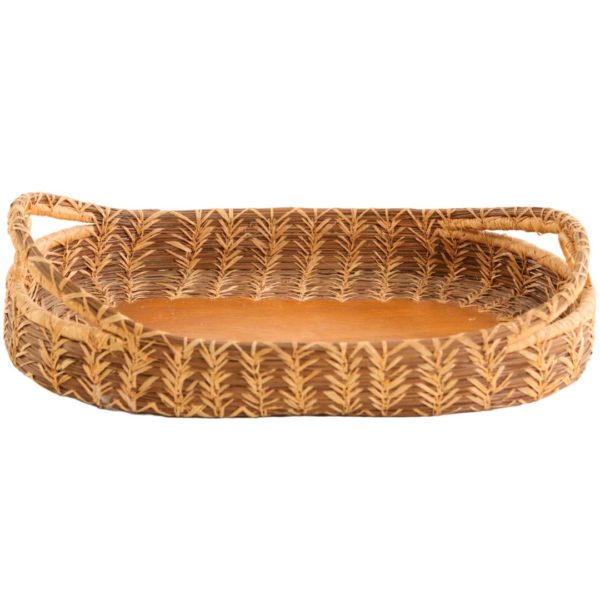 Oval Pine Needle Basket with Handles