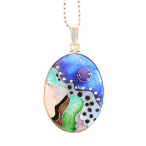 Cloisenne Pendant with Sterling Chain - Image 2