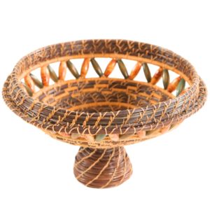 Pine Needle Basket with Beaded Lid