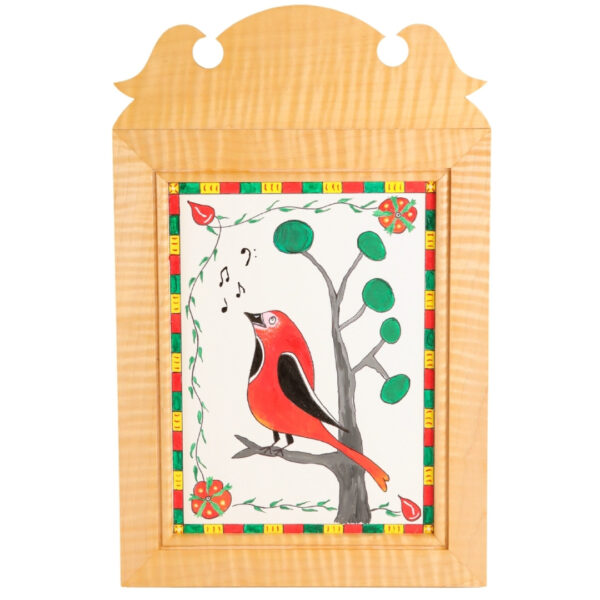Tiger Maple Frame with Fraktur Style Painting