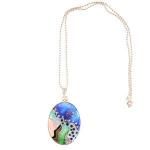 Cloisenne Pendant with Sterling Chain