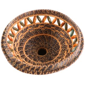Pine Needle Basket with Beaded Lid - Image 2