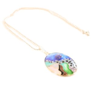 Cloisenne Pendant with Sterling Chain - Image 3