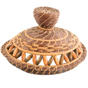 Pine Needle Basket with Beaded Lid - Image 3