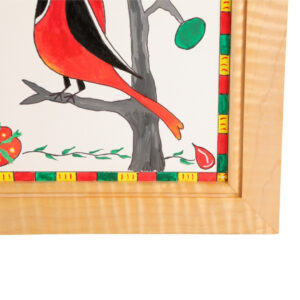 Tiger Maple Frame with Fraktur Style Painting - Image 3