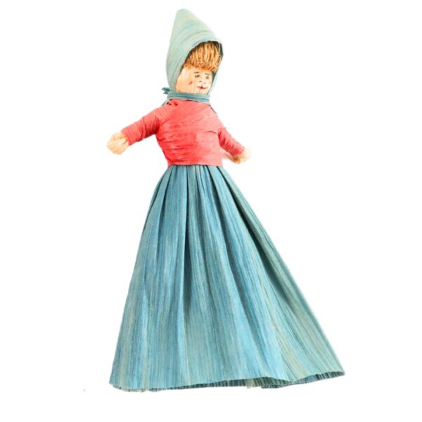 Blue Lady Corn Husk Doll