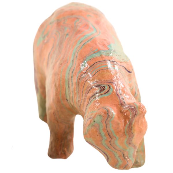 Green, Purple, And Peach Striped Marbled Bear