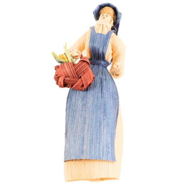 Lady with Basket Corn Husk Doll