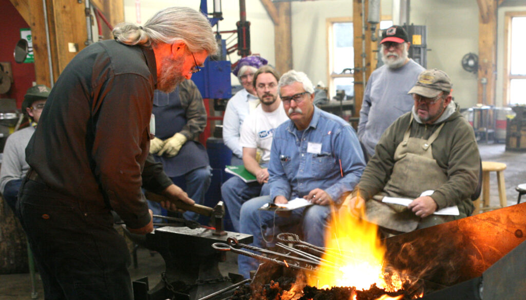 Renowned blacksmith and bladesmith Elmer Roush regularly teaches at the Folk School. Watch a video featuring Elmer produced by CRKT as part of their Forged by War program featuring veteran. Elmer talks about his time in the service and how he got started in blacksmithing.