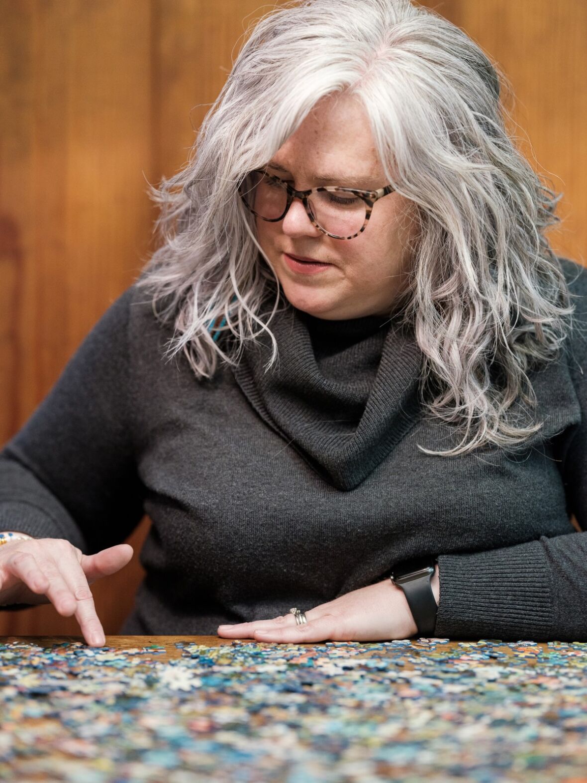 Mackenzie working on a puzzle