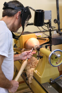 Turning a bowl for the first time.
