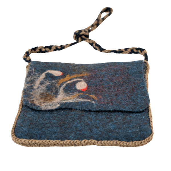 Blue Floral Felted Handbag