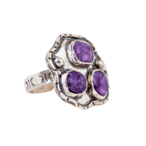 Sterling Ring with 3 Charoite Cabochons - Image 2