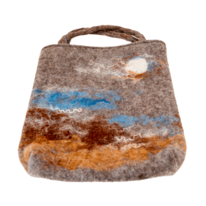 Brown, Blue, and White Tote Bag