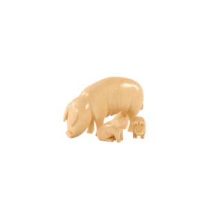 3-Piece Woodcarved Hog and Piglet Set