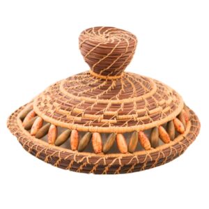 Pine Needle Basket with Beaded Lid - Image 3