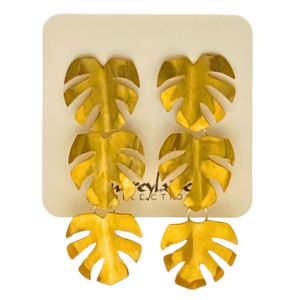 Tiered Monstera Stud Earrings