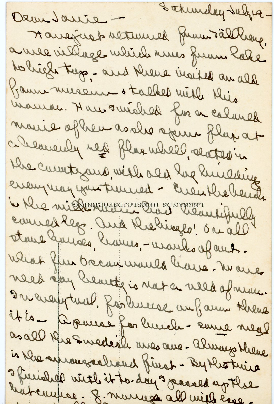handwritten postcard addressed to "Janie"