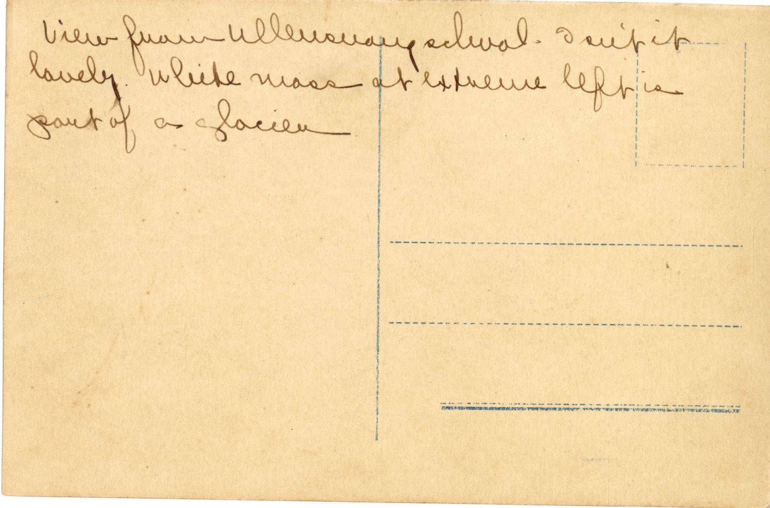 back of postcard with handwritten notes about scenery