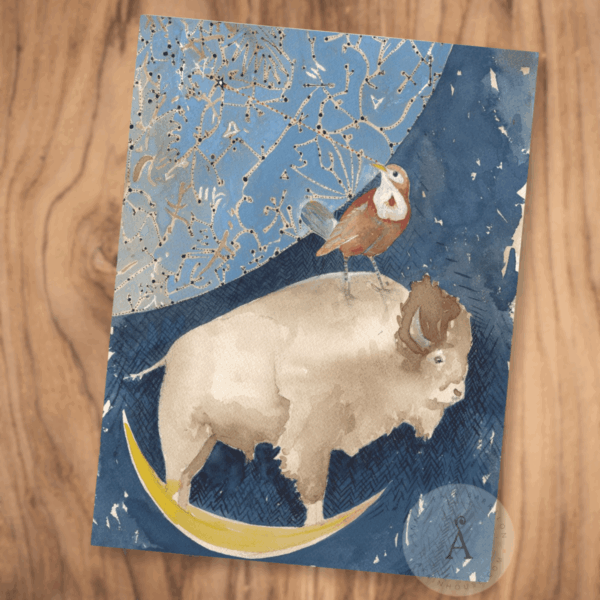 Moon Trip by Anne Fain Barralon - Blank Card