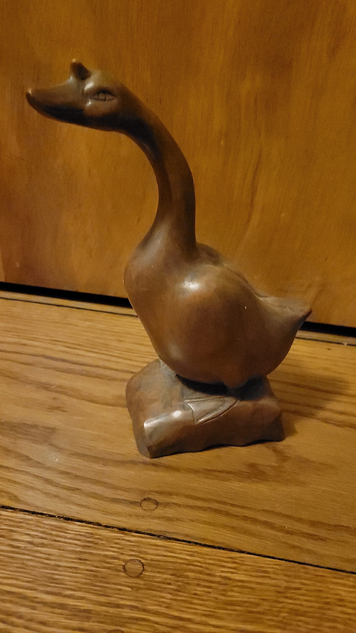 Glenn Brown goose image 1 finely carved wood goose, standing on base
